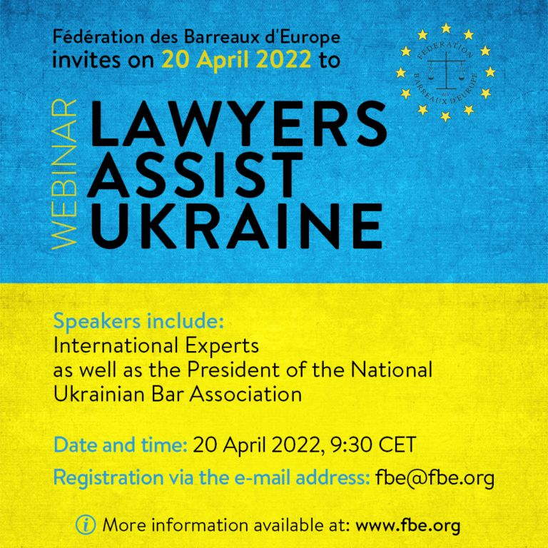 Read more about the article WEBINAR – Lawyers assist Ukraine – 20 April 2022 at 9.30 CET