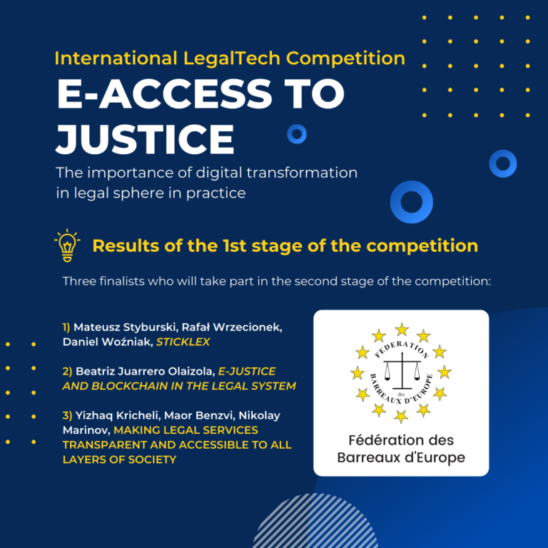 Read more about the article Results of the 1st stage of the International Legal Tech Competition “E-Access to Justice”