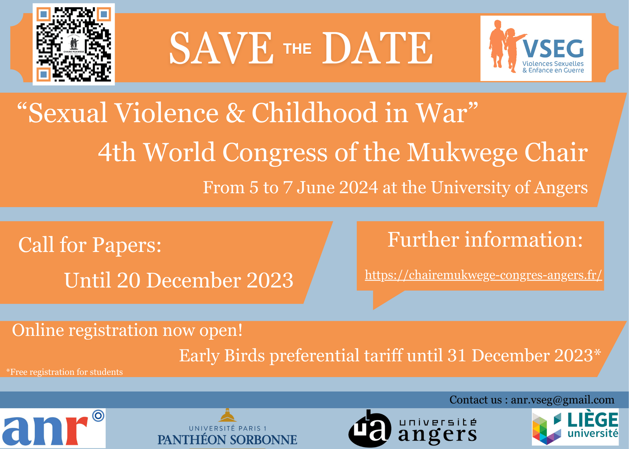 You are currently viewing Sexual Violence & Childhood in War – Ath World Congress of the Mukwege Chair – Angers, 5-7 June 2024