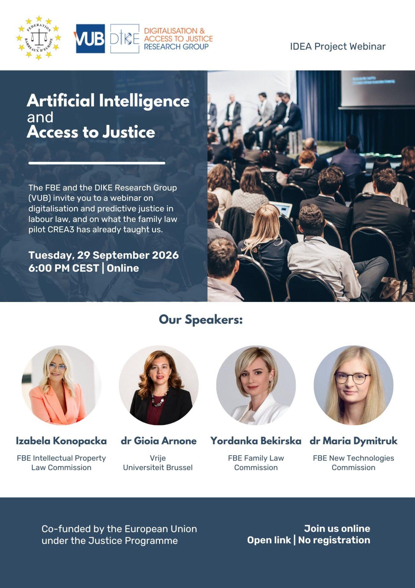 You are currently viewing Artificial Intelligence and Access to Justice: FBE Webinar – 29 September 2026 at 6:00 PM CEST
